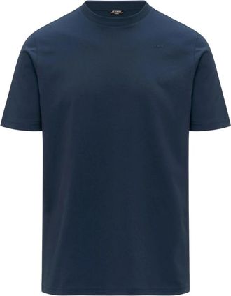 K-Way Odom Jersey Micro Lettering Slim - Heren - T-shirts - Blauw - M - Katoen - Tops
