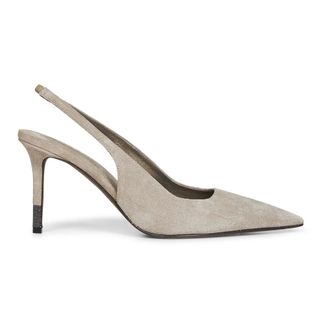 Brunello Cucinelli Brunello Cucinelli, Pumps, female, Gray, Size: 10 US Suede Slingback Pumps