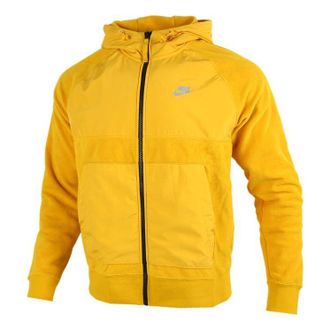 Nike Sportswear Casual Sports Splicing Fleece Lined Hooded Jacket sunflower DC4114-740