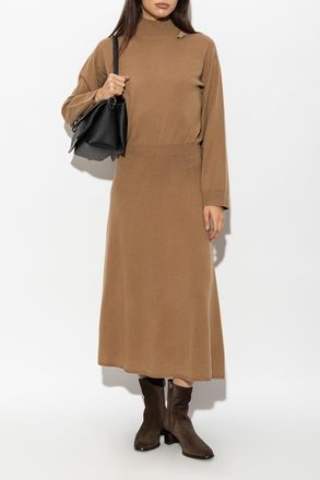Fabiana Filippi Wool Dress With Turtleneck, Womens, Brown