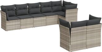 vidaXL Vidaxl Set Divano Da Giardino 8pz Con Cuscini Grigio Chiaro Polyrattan