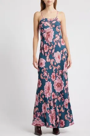 Farm Rio Flower Delicacy Paisley Slipdress in Dark Blue at Nordstrom Rack, Size Small