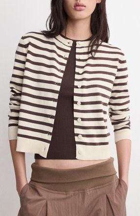Mango Stripped Knit Cardigan in Chocolate at Nordstrom, Size Xx-Small
