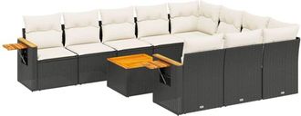 vidaXL Set De Sof&aacute;s De Jard&iacute;n 11 Pzas Y Cojines Rat&aacute;n Sint&eacute;tico Negro Vidaxl