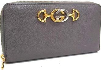 Gucci Gray Leather Coin Purse/Coin Case (Pre-Owned)