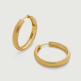 Monica Vinader Gold Heirloom Slim Medium Hoop Earrings