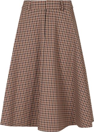 Dondup Brown Check Flared Flared Skirt