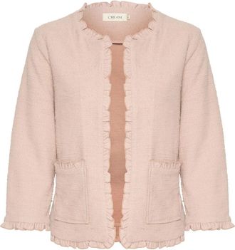 Cream Rose Dust Vest met Ruches - Dames - Vesten - Roze - XS - Katoen - Truien & Vesten
