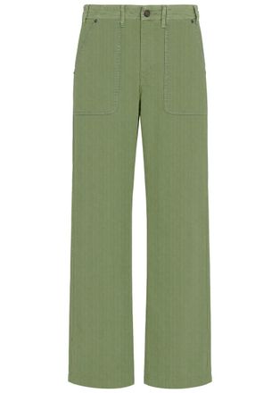 Percival Herringbone Straight-leg Stretch-cotton Trousers - Sage - 36 (W36 / XL)