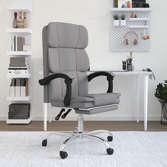 vidaXL Silla De Oficina Reclinable De Tela Gris Claro Vidaxl