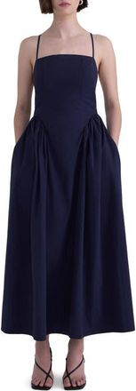Pistola Denim Sadee Cotton Poplin Midi Dress in Navy Ship at Nordstrom, Size X-Small