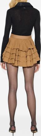Elisabetta Franchi Taffeta-Collar Knit Polo - Black