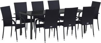 vidaXL vidaXL Garden Dining Set 9 pcs Black Poly rattan