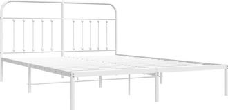 vidaXL Metal Bed Frame without Mattress with Headboard White 180x200cm Vidaxl