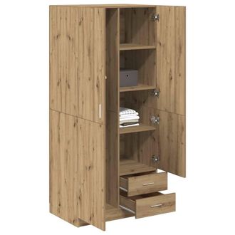Berkfield Home Wardrobe Artisian Oak 80x52x180 cm Engineered Wood in Brown | Size: 80 x 52 x 180 cm