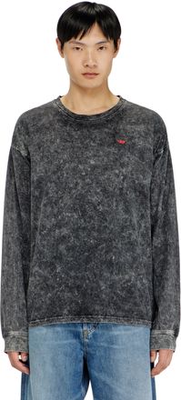 Diesel Long sleeve top with treated effect - T-Shirts - Man - Grey
