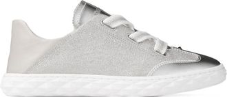 Jimmy Choo London Silver Diamond Leather Sneakers