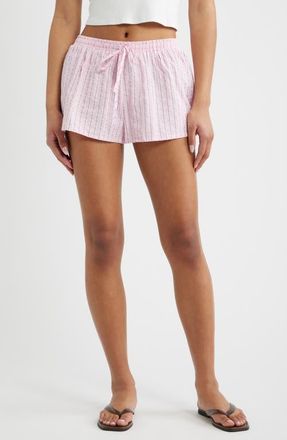 Princess Polly Abigayle Stripe Tie Waist Shorts in Pink Stripe at Nordstrom, Size 10