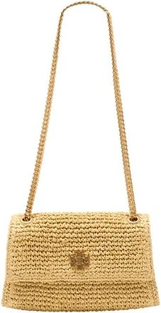 Tory Burch Tory Burch, Shoulder Bags, female, Beige, Size: ONE SIZE Mini Kira Turnlock Woven Shoulder Bag