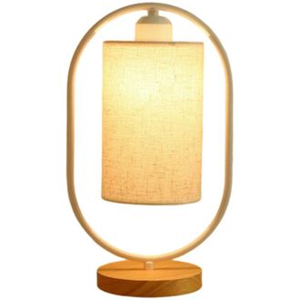 OEM Lampe De Bureau - Pied En Bois Massif - Abat-jour En Tissu - Hauteur 35 Cm - Diam&egrave;tre Base 12 Cm - 1 Unidad