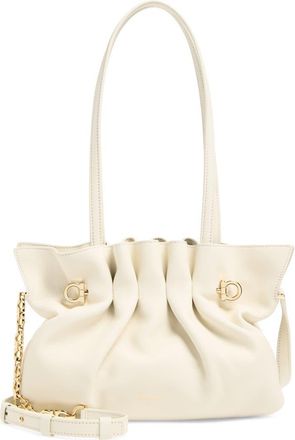 Ferragamo Small Gancio Piercing Soft Leather Shoulder Bag in Mascarpone at Nordstrom