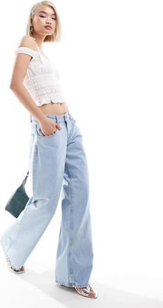 Motel Roomy - Jeans con fondo ampio e vita bassa blu lavaggio chiaro