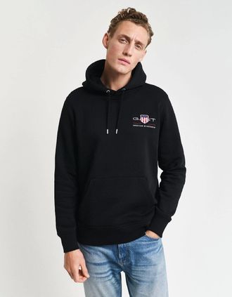 GANT Mens Medium Archive Shield Hoodie - Black - Size: 44