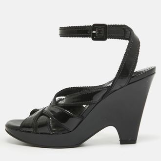 Tod's Tods Black Patent Leather Strappy Platform Sandals