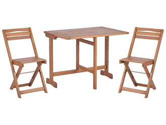 Beliani Conjunto de balc&oacute;n plegable Madera de acacia Marr&oacute;n