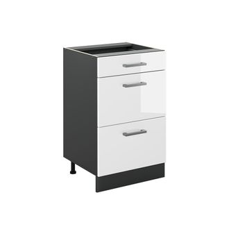 Vicco Mueble Bajo De Cocina R-line, Blanco Alto Brillo/antracita, 50 Cm Sin Encimera, Vicco
