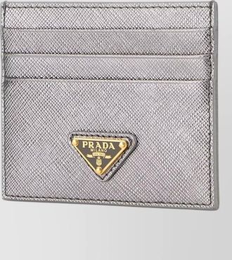 Prada metallic leather cardholder featuring refined design