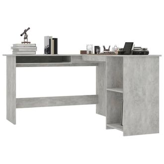 Berkfield Home L-Shaped Corner Desk Concrete Grey 120x140x75 cm Engineered Wood | Size: 120 x 140 x 75 cm