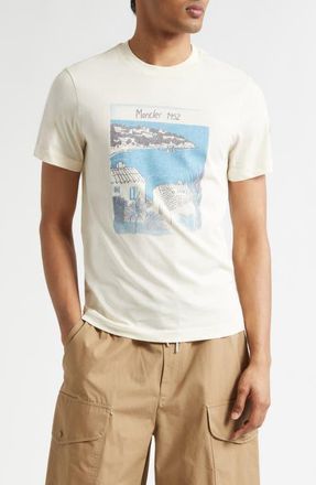 Moncler Seaside Graphic T-Shirt in Melange Cream at Nordstrom, Size Xx-Large