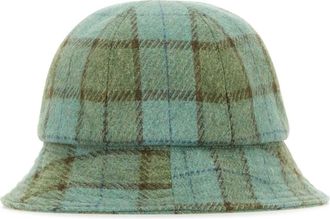 Helen Kaminski Womens Alpinecheck Wool Blend Bucket Hat Green Recycled Polyester