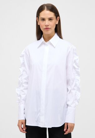 Eterna Shirtbluse ETERNA OVERSIZE FIT, Damen, Gr. 42, weiss (wei&szlig;), 79% Baumwolle, 3% Elasthan, 18% Polyamid, Blusen Shirtbluse, EASY IRON (b&uuml;gelleicht)