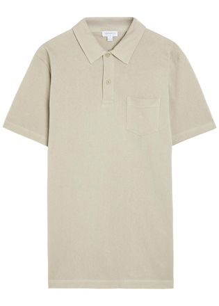 Sunspel Cotton-mesh Polo Shirt - Light Grey - Xxl