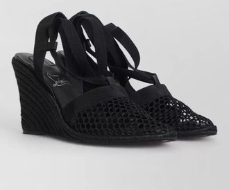 Christian Louboutin toleda mesh ankle strap wedge espadrilles