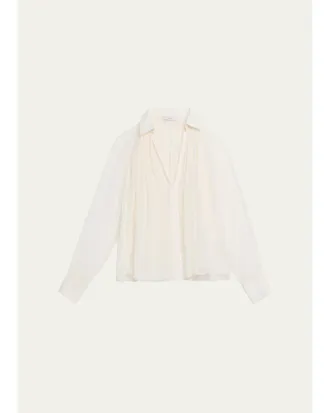Vince Sheer Gathered Blouse