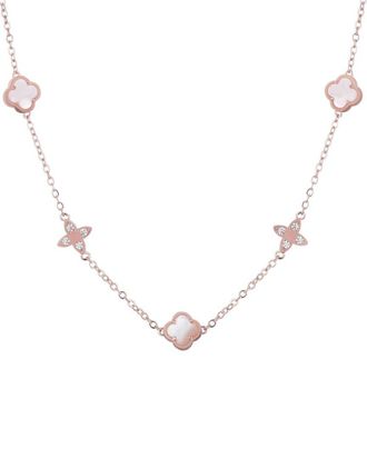 Adornia Adornia 14K Rose Gold Plated Cz Clover Station Necklace