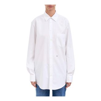 Dsquared2 Shirts, female, White, XS, Logo Embroidered Long-Sleeved Shirt