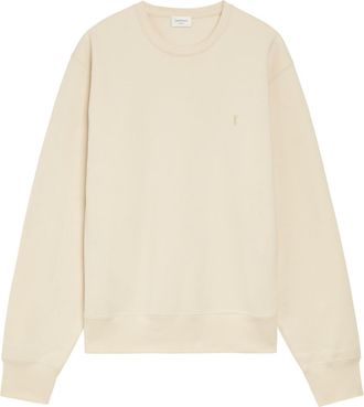 Saint Laurent Logo-embroidered Cotton Sweatshirt - Off White - XL