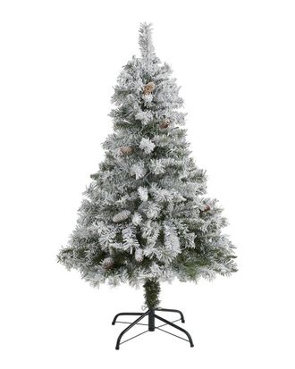 Nearly Natural 4ft Flocked White River Mountain Pine Artificial Christmas Tree