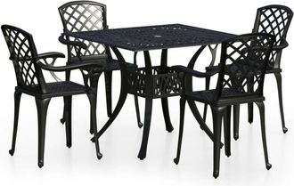 vidaXL vidaXL 5 Piece Bistro Set Cast Aluminium Black