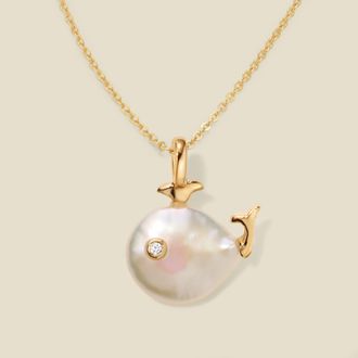 Made by Mary Pearl Whale Charm Necklace