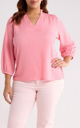 Jones New York Smocked Shoulder Popover Top in Coral Canyon at Nordstrom, Size 3 X