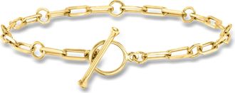 Ross-Simons 18kt Gold Over Sterling Charm-Compatible Paper Clip Link Toggle Bracelet