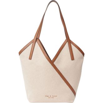 Rag & Bone Small Alix Leather Trim Canvas Carryall Tote in Natural/cognac at Nordstrom Rack