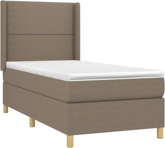 vidaXL Cama Box Spring Colch&oacute;n Y Luces Led Tela Gris Taupe 100x200 Cm Vidaxl