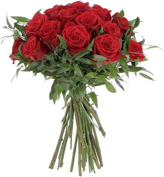 Kentis Bouquet di 24 Rose Rosse a Stelo lungo 50 cm