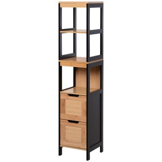Kleankin Kleankin - Mobile Bagno Con 2 Cassetti E 3 Vani Aperti Mdf E Bamb&ugrave; 30x30x144.3cm